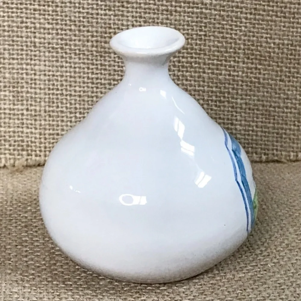 Art On Pottery Bud Vase Woman Parasol Field Eclectic Whimsical Cottage Core - Picture 7 of 9